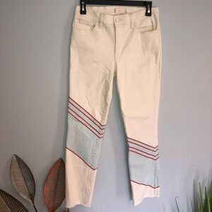 Tory Burch Diagonal Stripe Off White Jean Pant